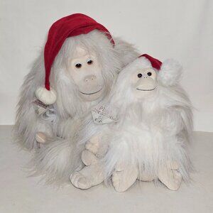 (2)Vintage Plush Creations Christmas Ollie White Orangutan Money Ape #76778/2882